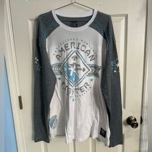 Buckle American Fighter Premium Athletics Long Sleeve Shirt Men’s 3XL Gray